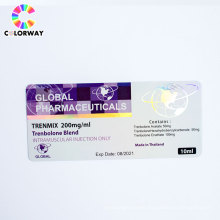 High Quality Custom Printing Pharmaceutical Steroid 10ml Hologram Vial Labels